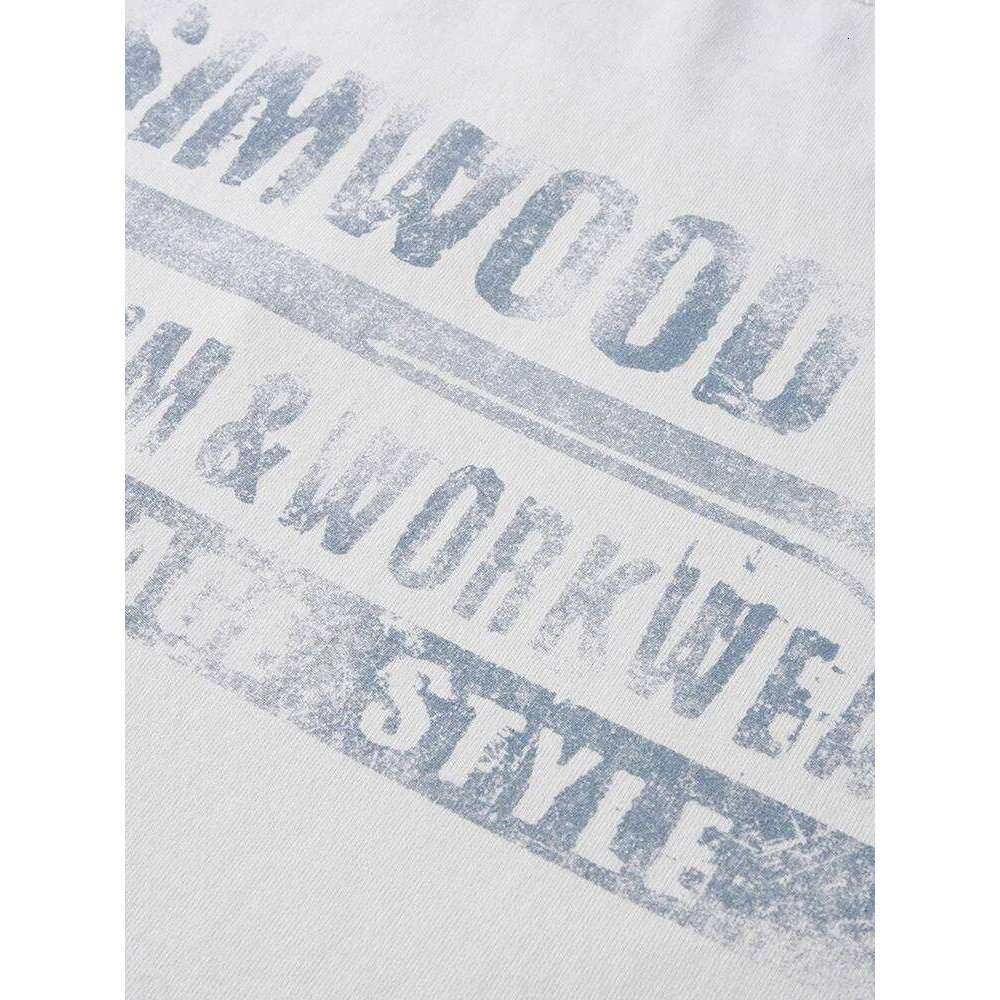 SIMWOOD 2025 Summer New Oversize 270gsm Cotton Fabric T-shirts Men Vintage Enzyme Washed Letter Print Tops Plus Size Tee