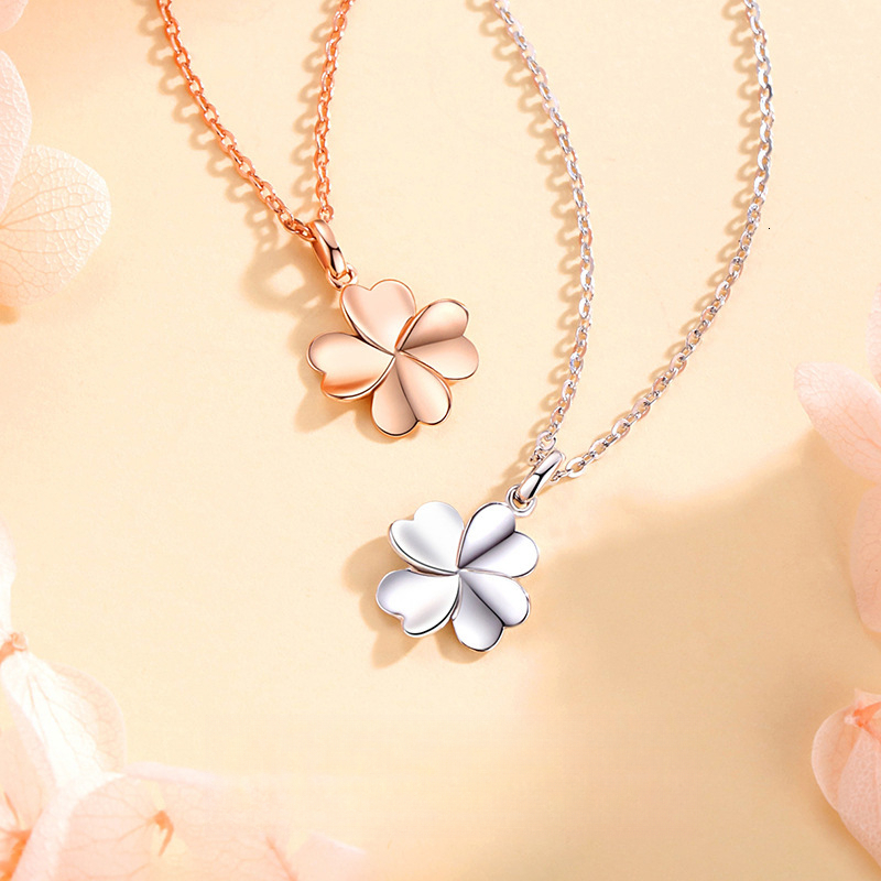 Lucky Four-leaf Clover Necklace For Women Fashionable Elegant Beach Lady Pendant Designer Necklace Chain Gift For Girlfriend Birthday Fresh Flower Pen