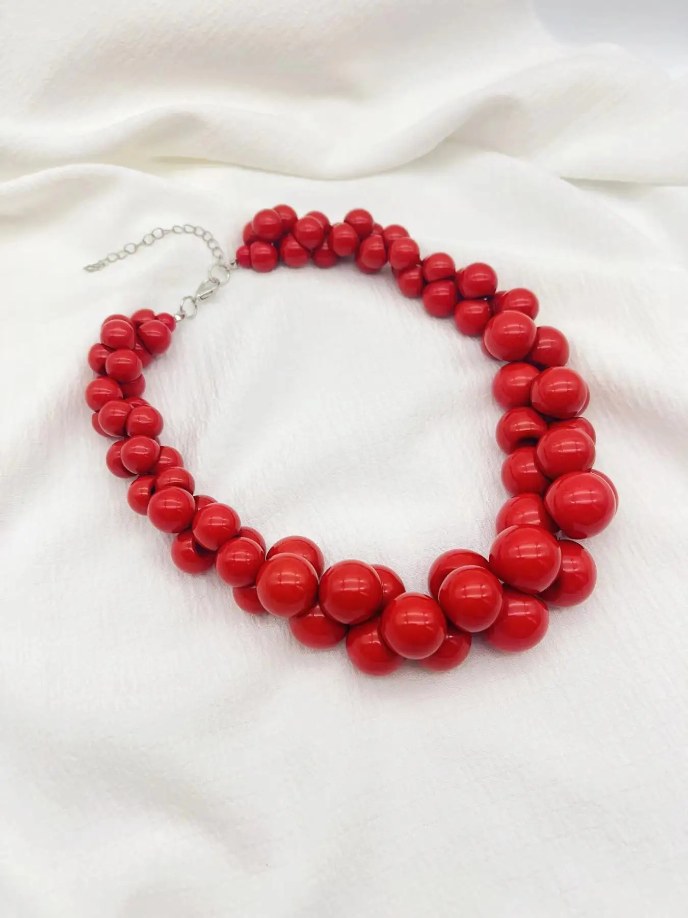 Red Handmade Beads Necklace s Resin Necklace Beach Style Gift for Girls 250729