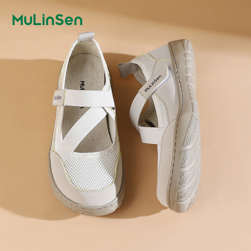 Mulinsen single shoes women's 2025 new summer breathable old Beijing cloth shoes women's soft sole one-step mesh mother's shoes