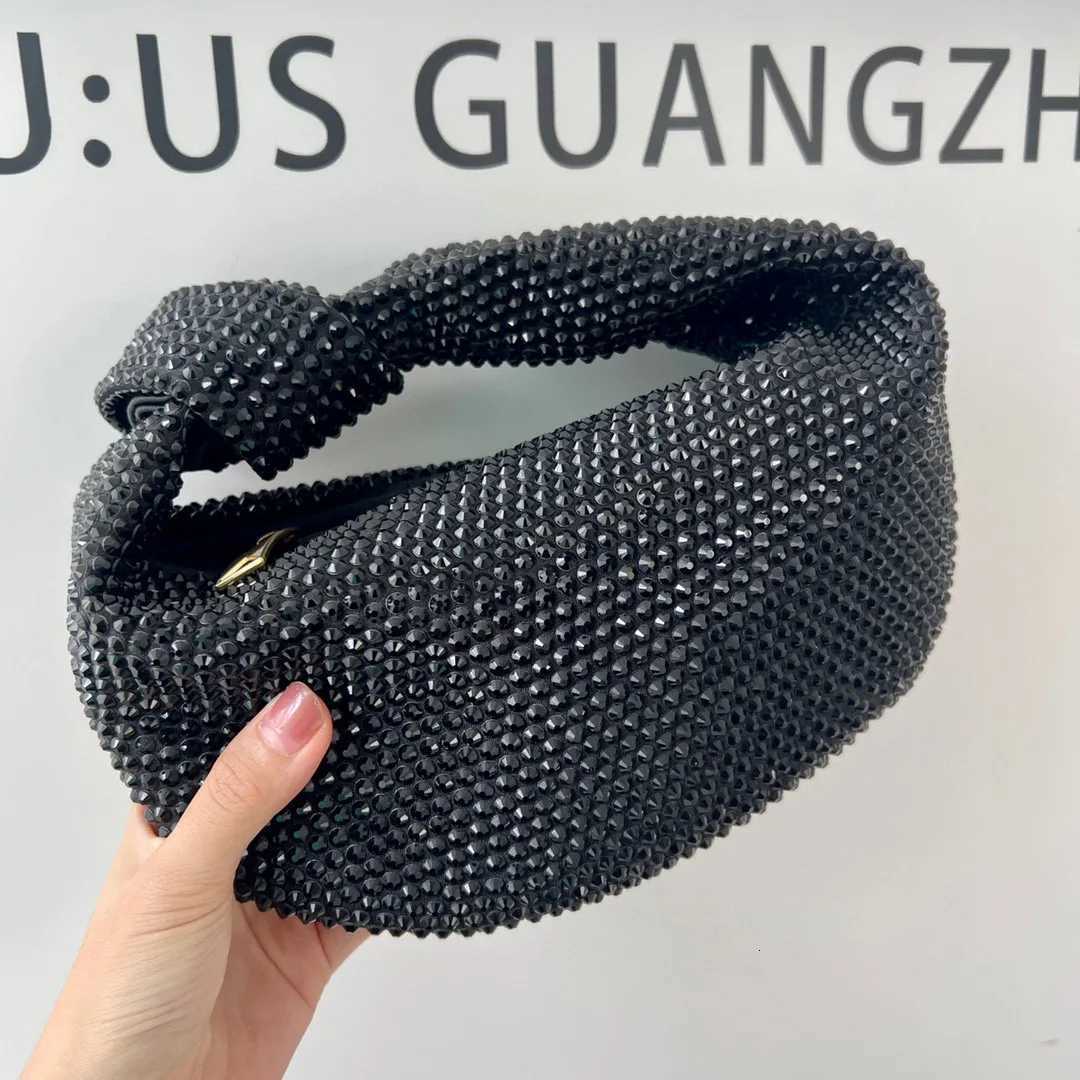 Designer Knotted Crsytal Rhinestone Diamond Cloud Bag Womens Handbag Bling Shiny Evening Bag Dinner Party Clutch Purse Y250729