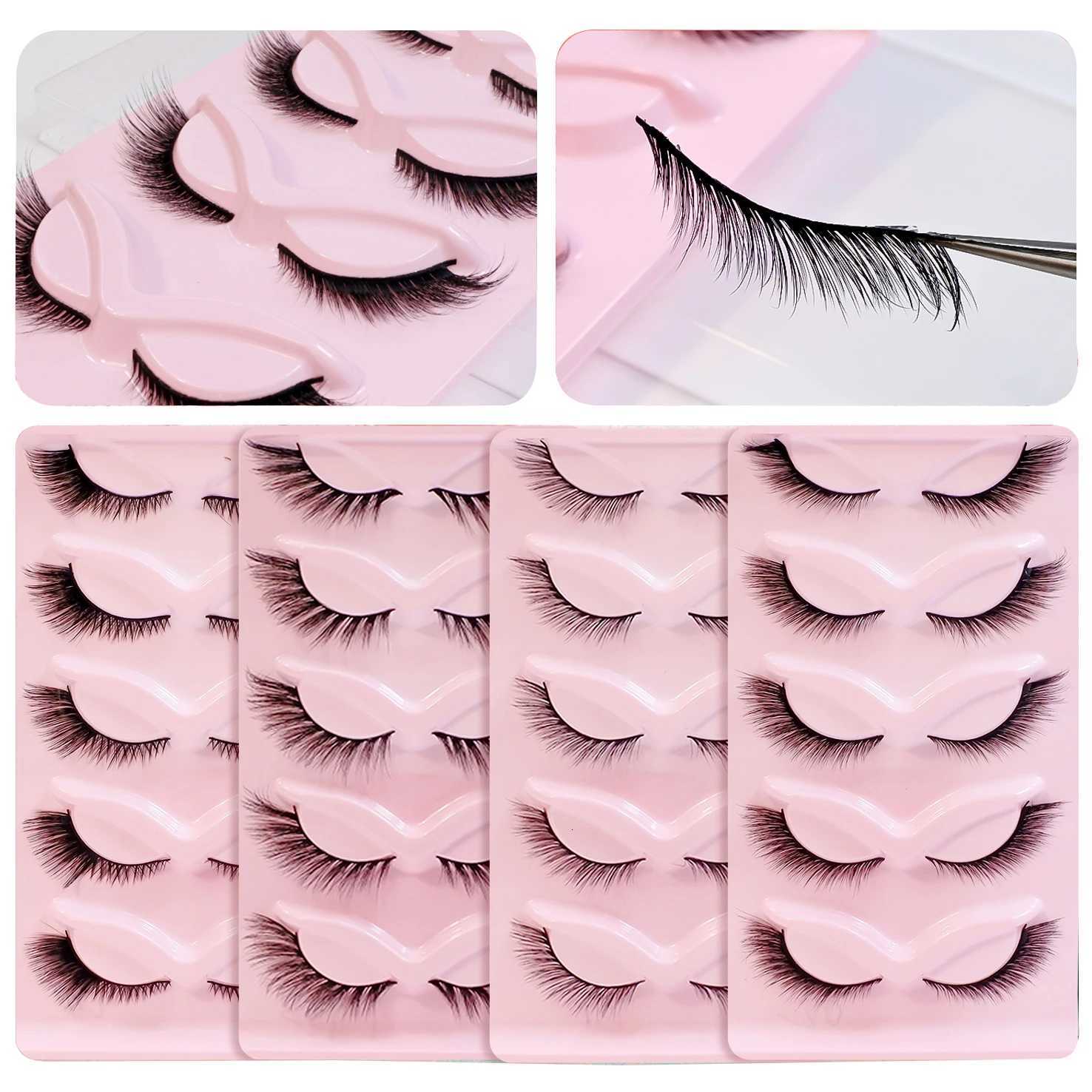 5 Pairs Cat Eye Lashes Makeup Wholesale Natural Look End Eye Elongate Fox Eye Faux Mink Lashes Z250730