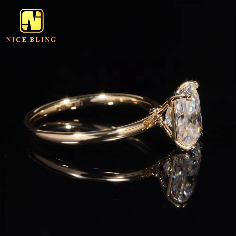 Fashion Luxury VVS Moissanite Wedding Ring 14K Gold Radiant Cut Ring VVS Moissanite Engagement Ring for Women