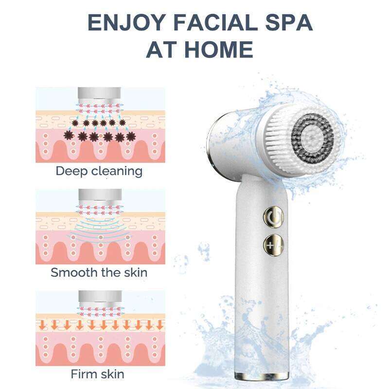 Rechargeable Multifunction Exfoliator Scrubber Massager Cold And Hot Compress Electric Facial Spin Cleansing Brush Set