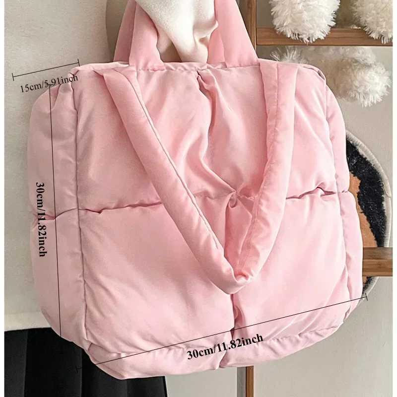 wen checkered quilted shoulder bag solid color soft handbags soft tote handbags space padded tote brand designer Y250730