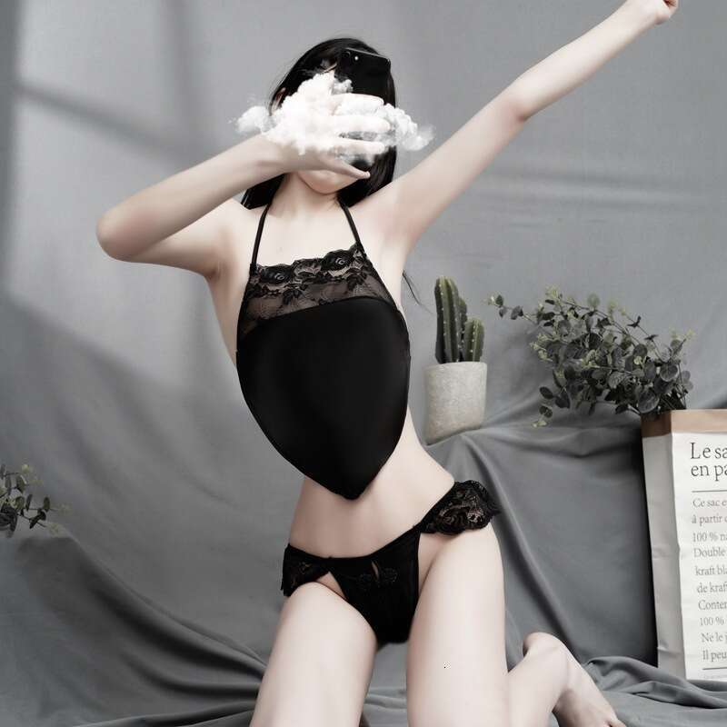 Lingerie Bellyband Open Crotch Triangle Panties Tight Red Women Simple Sexy Lace Underwear