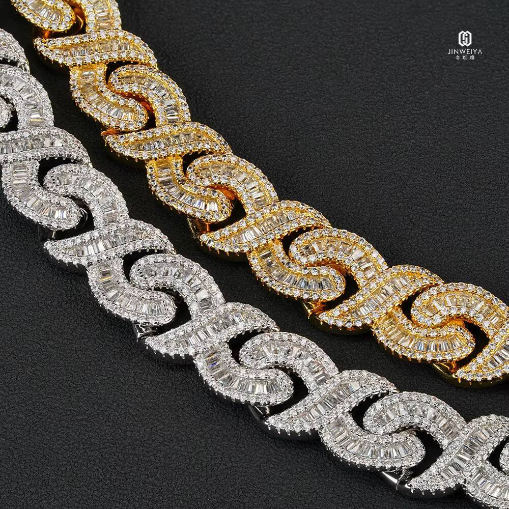 925 Silver Cuban Link Necklace for Men 12mm Moissanite with Rhodium Plating Mens Jewelry