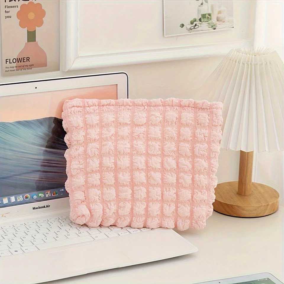 Pink Ins Style Three-Dimensional Cloud Bubble Grid Cosmetic Bag Portable Clutch Y250729