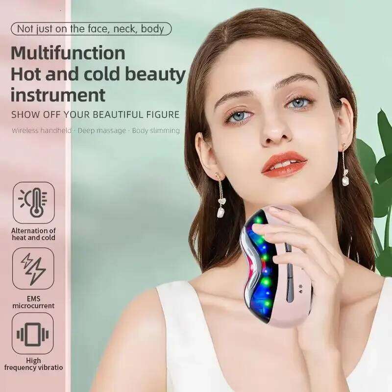 Home Use Beauty Equipment Facial 3 Colors Microcurrent Led Light Therapy EMS Wrinkle Remover Face Neck Lifting Massager