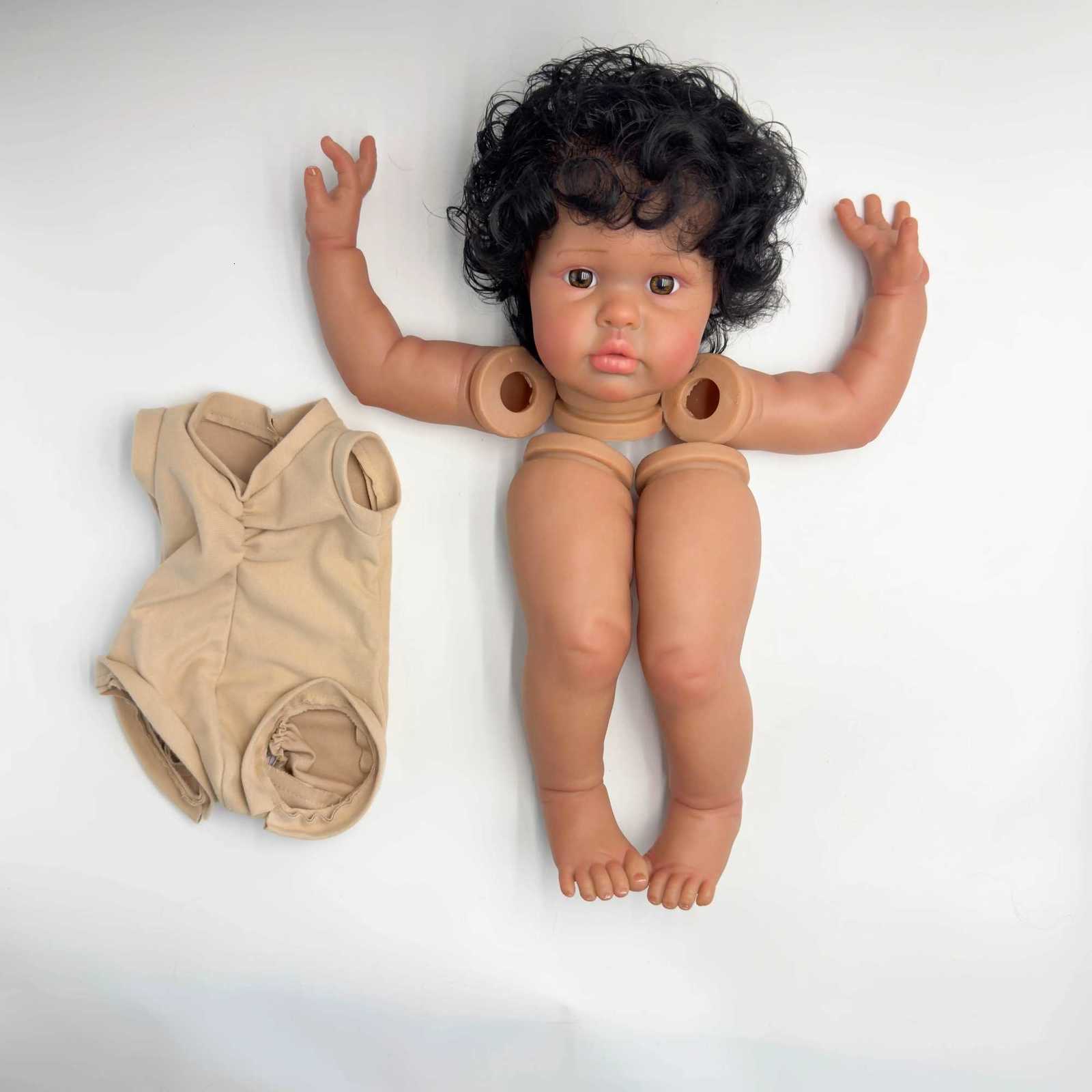24-inch NPK Ellie Lifelike Unfinished Reborn Doll kit painted Doll kit Doll parts with Curly Black hair XJ250730