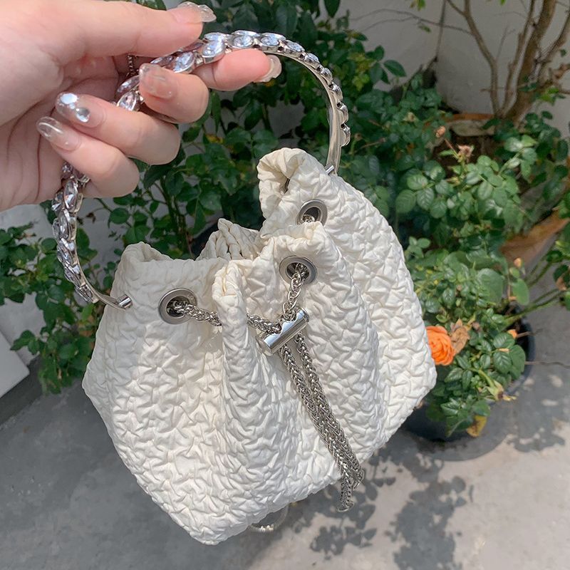 Designer Bag Korean Version Ins Niche Handbag 2025 New Fashion Sweet Bucket Bag Chain Bag Single Luxury Bag Shoulder Crossbody Bag Trendy Tote Bag