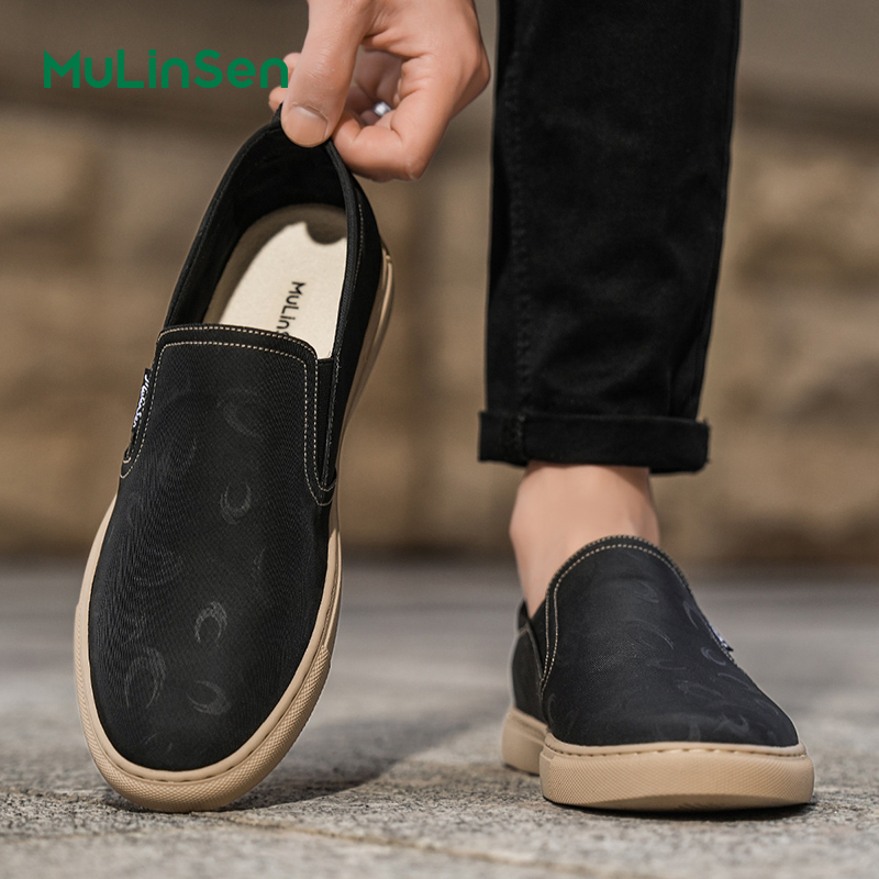 Mulinsen men's slip-on shoes, soft-soled Old Beijing cloth shoes, summer breathable canvas shoes, casual slip-on shoes
