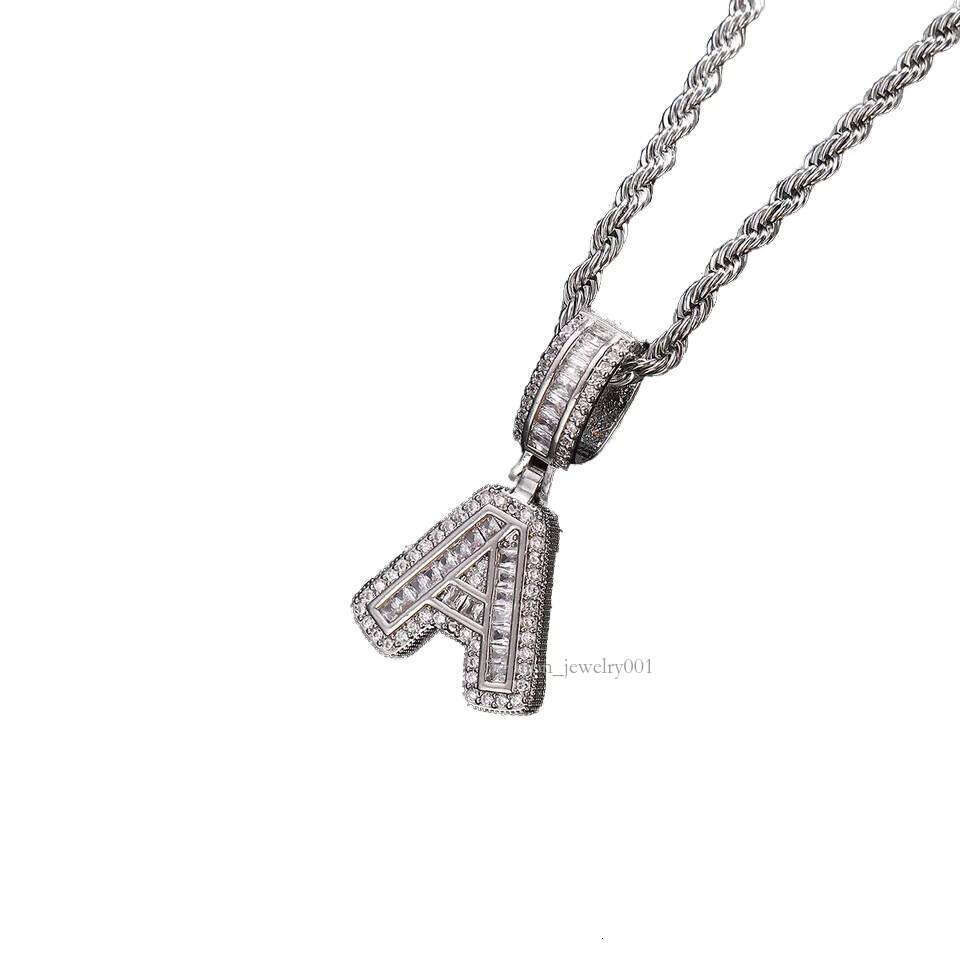 TZM1 Sier Unisex Hip-Hop New Rock English Pendant Fashion Men's Zircon Letter Necklace Jewelry Brass