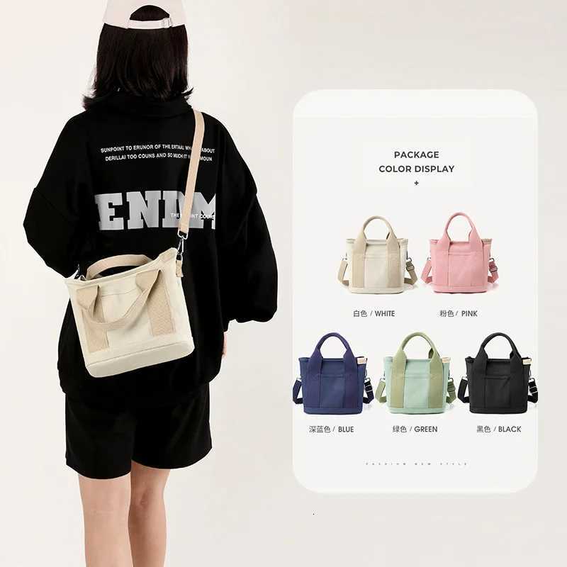 Women Small Bag with Zipper Fashion Lady Single Shoulder Portable Thickened Canvas Mobile Phone Bucket Tote Bag G250729