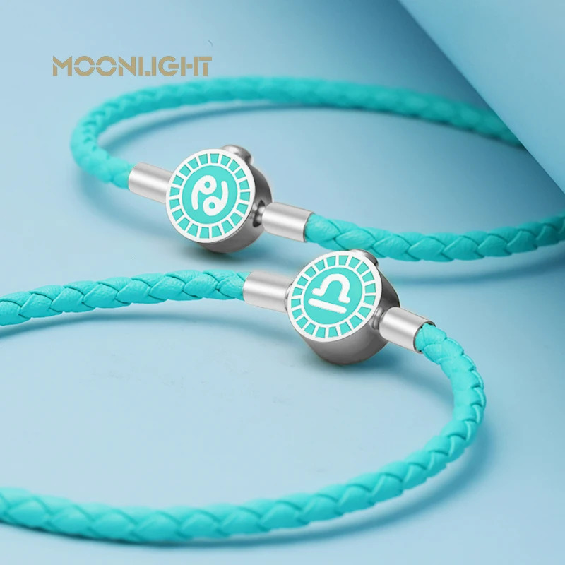 MOONLIGHT 12 Bracelets Charm Leather Bracelet Scorpio Virgo Sagittarius Pisces Women Couple Birthday Jewelry Gifts 250730