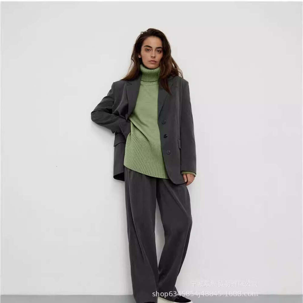 New Style Split Knitted Pullover Solid Color High Neck Loose Autumn Winter Women's Sweater B5