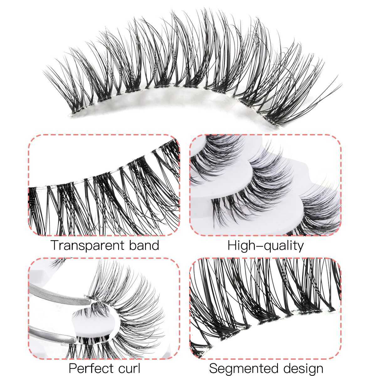 3/10 Pairs Cat Eye False Eyelashes Extension Soft Faux Cils Makeup Fluffy Fake Eyelash Handmade Natural Long 3D Mink Half Lashes Z250730