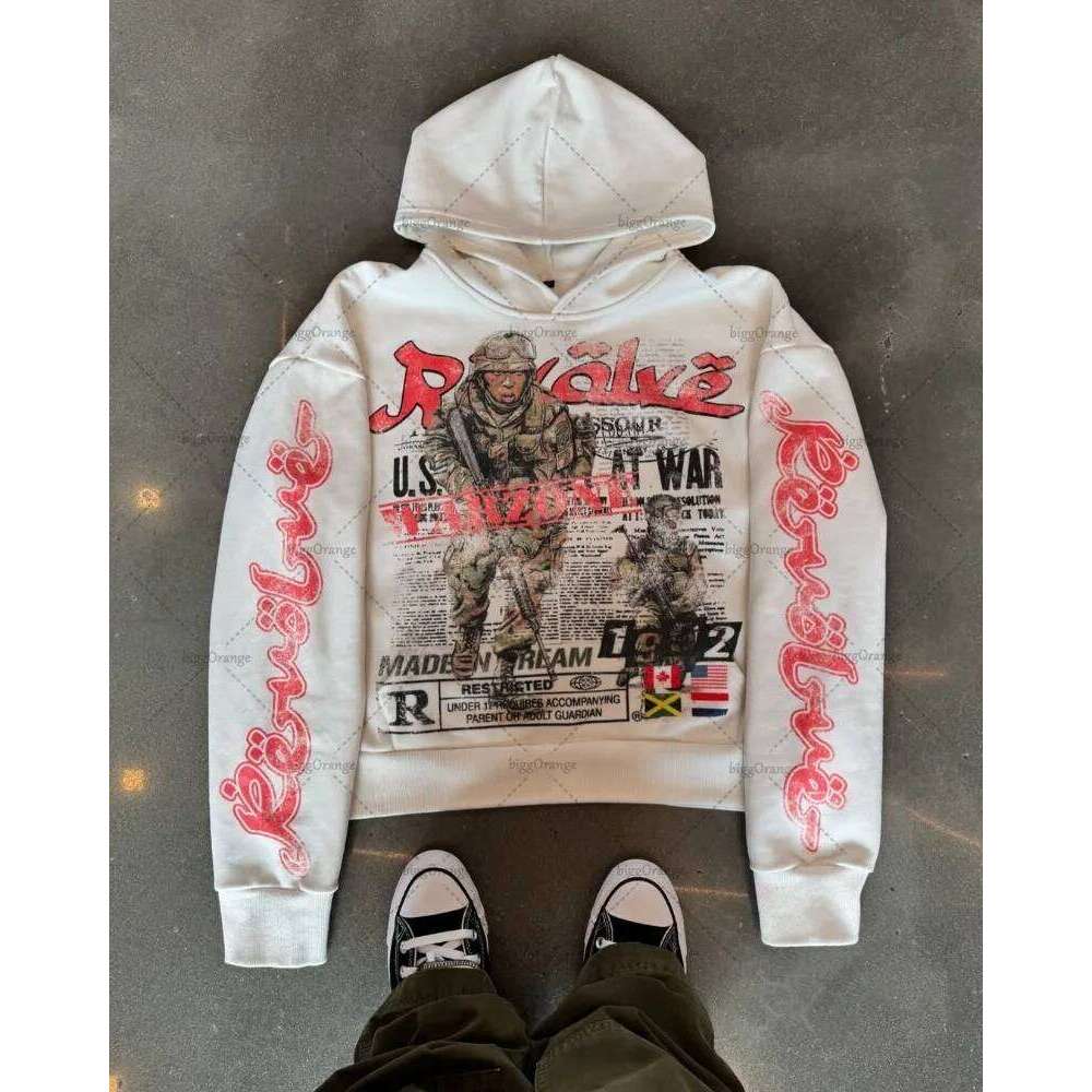2025 New American Retro Letter Design Casual Loose Zipper Hoodie Men Street Hip-hop Y2K Haruku Oversized Sweatshirt Women