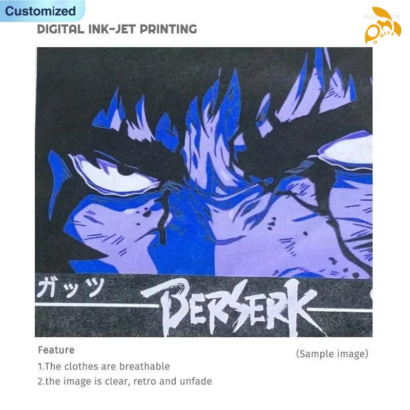 free shipping of customized 180g men's hot stamping comfortable T-shirt with Anime pattern from US