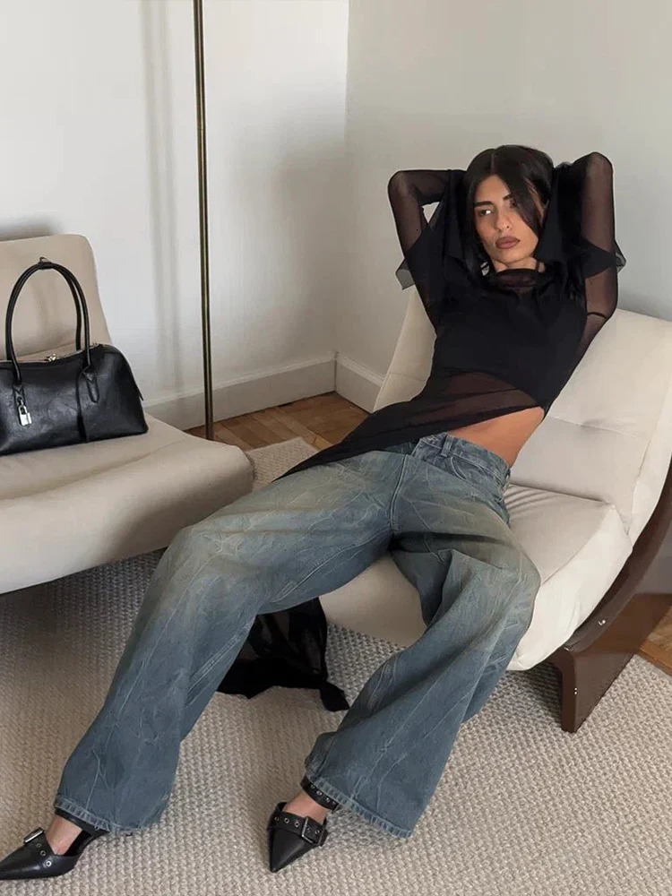 Nibber Irregular Hem tShirt Women Patchwork Sexy oNeck Flared Sleeves Summer Daily Fashion Midnight Skinny tie Long Tops 250724