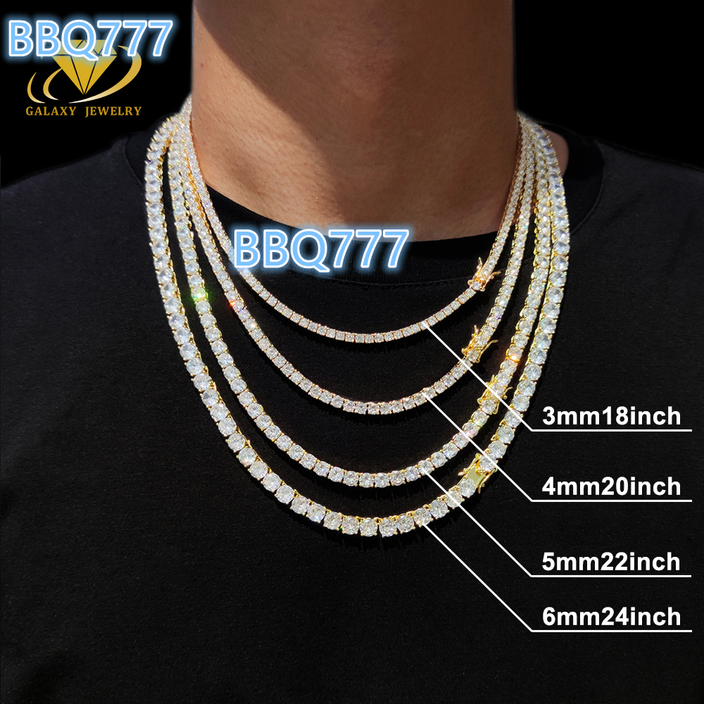 Fine Jewelry Hip Hop White Gold 925 Silver Vvs Moissanite Lab Grown Diamond Tennis Bracelet 3mm 4mm Moissanite Tennis Chain