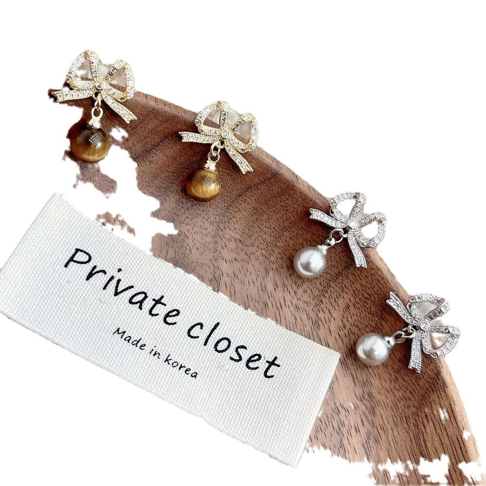 Butterfly Knot Pearl for Women, High-End Feel, 2024 New Versatile Niche Design Tassel Earrings e72