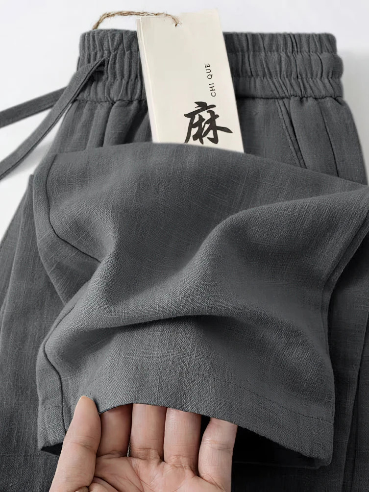 Straight Casual Cotton Linen Pants Men Wide Leg Lightweight Baggy Sweatpants Male Walking Jogger Trousers Work 250724