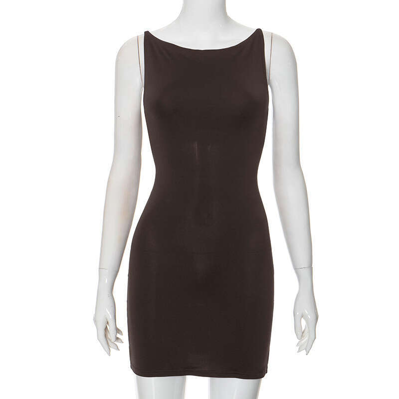 Dds177 Women's Summer New Solid Color Sleeveless Simple Tank Tight Sexy Bodycon Dress B5