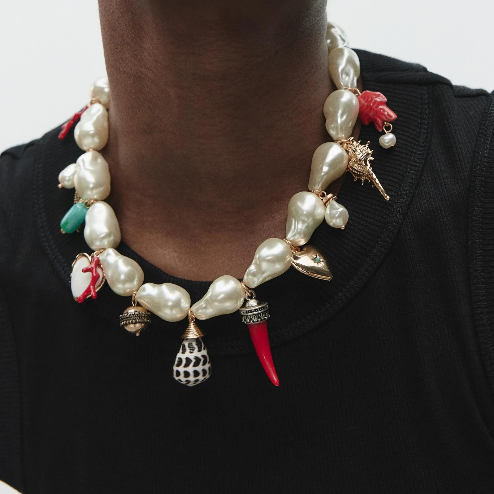 ZAA Shell Coral Heart Pendant Necklace For Women Pearl Ocean Animal Charm Chokers Jewelry Accessories Summer Beach 250716