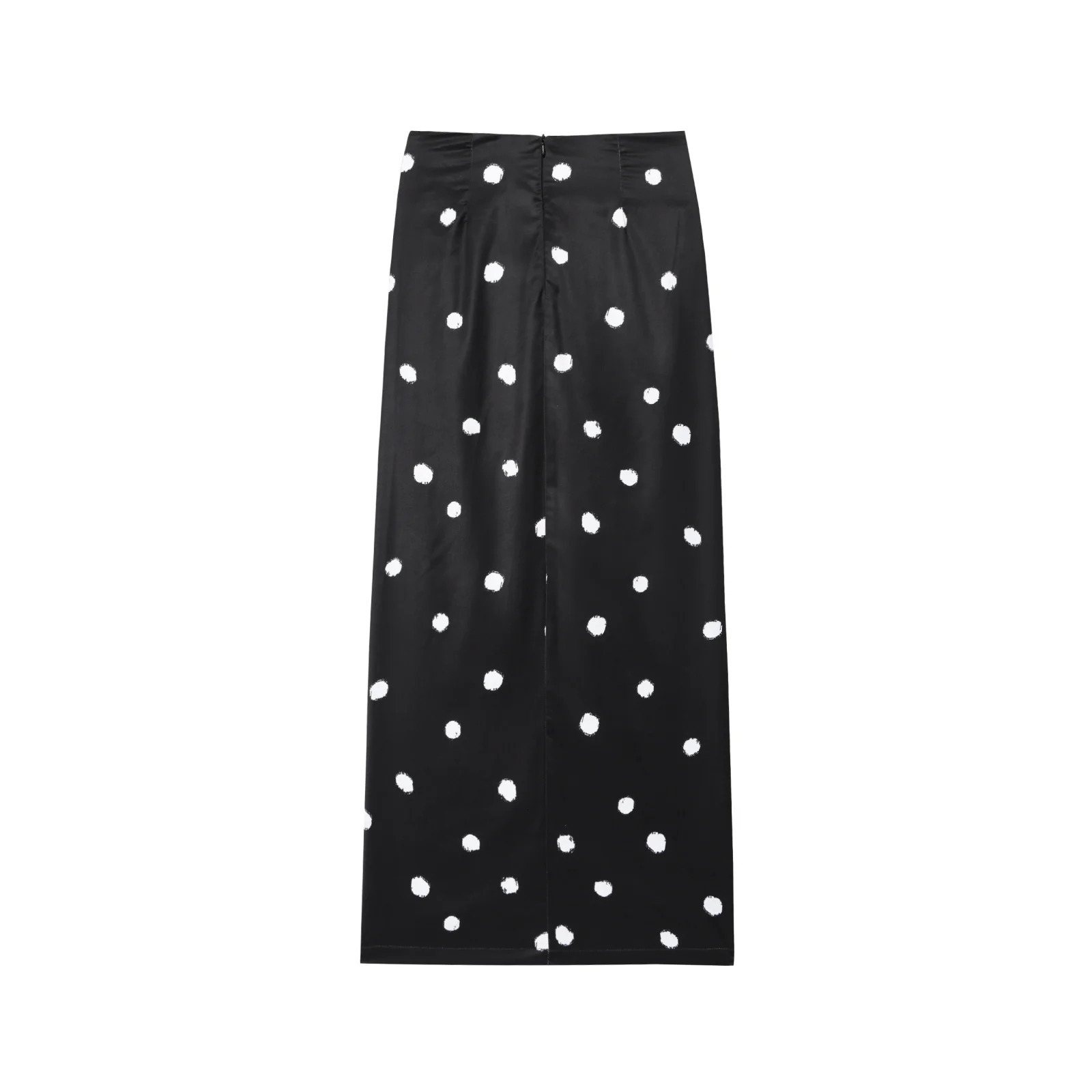 Sexy Black Polka Dot Midi Skirt ThighHigh Slit BowTie Waist AnkleLength CurveHugging n For Woman Summer Casual 250730