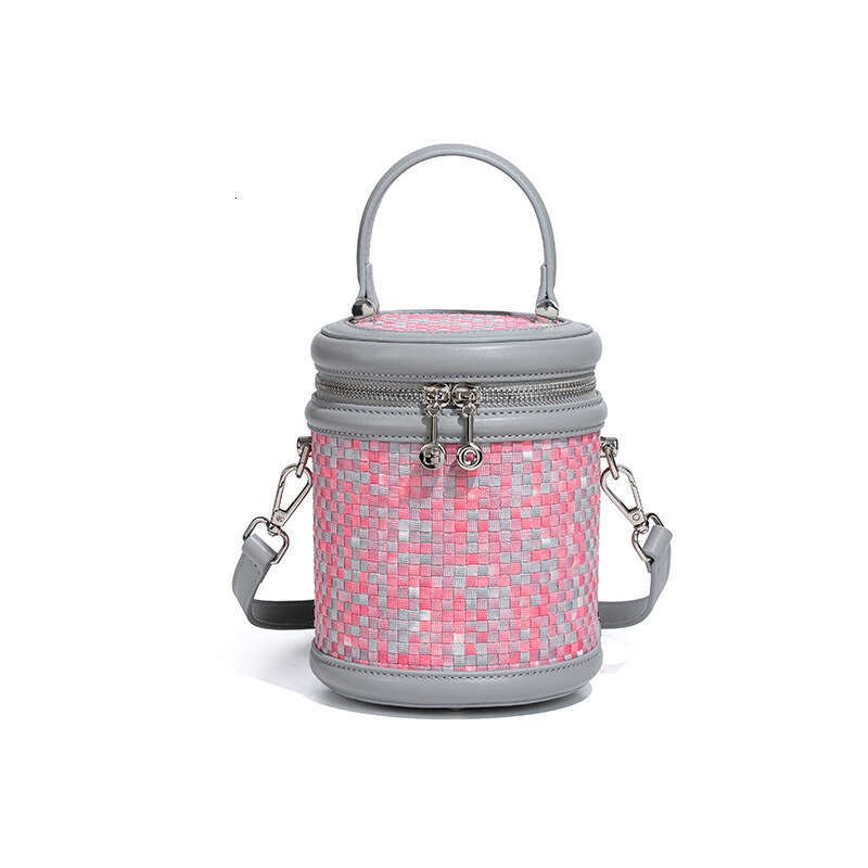 Lanjia- 2025 Lightweight Women Washed Denim Color-Block Design Bucket Woven Handbag Tote Cylinder Crossbody Bag 45Bba