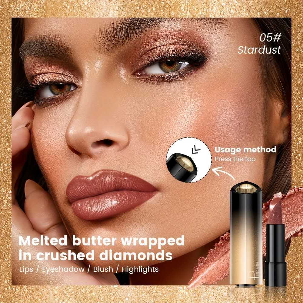 Pressable Pearlescent Glitter Lipstick - Crushed Shine Softens Lip Lines Glitter Lip Gloss Creamy Texture G250729