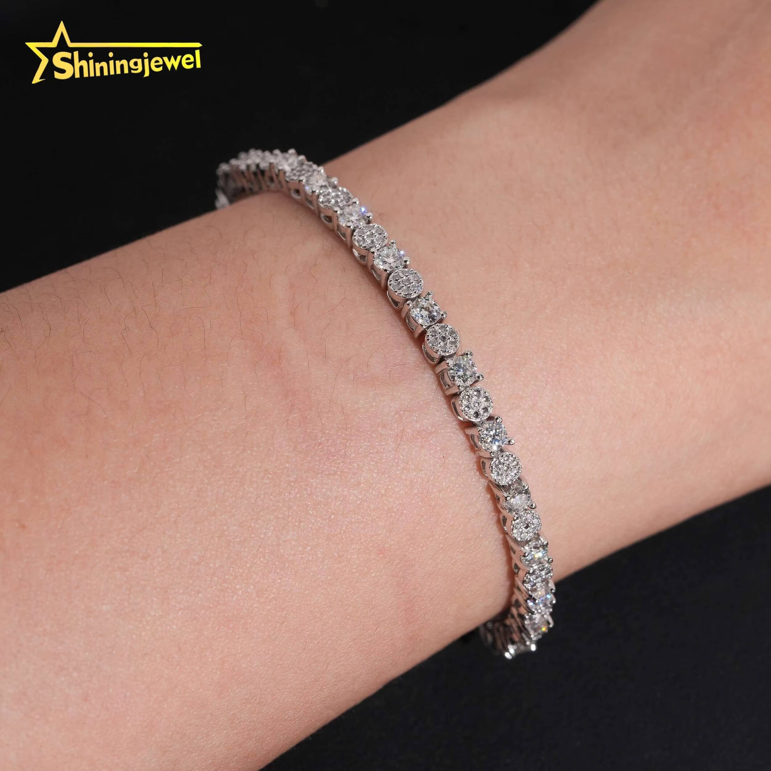 Unique Iced Out Elegant Moissanite Jewelry Hip Hop High Quality 3.8mm S925 Tennis Bracelet