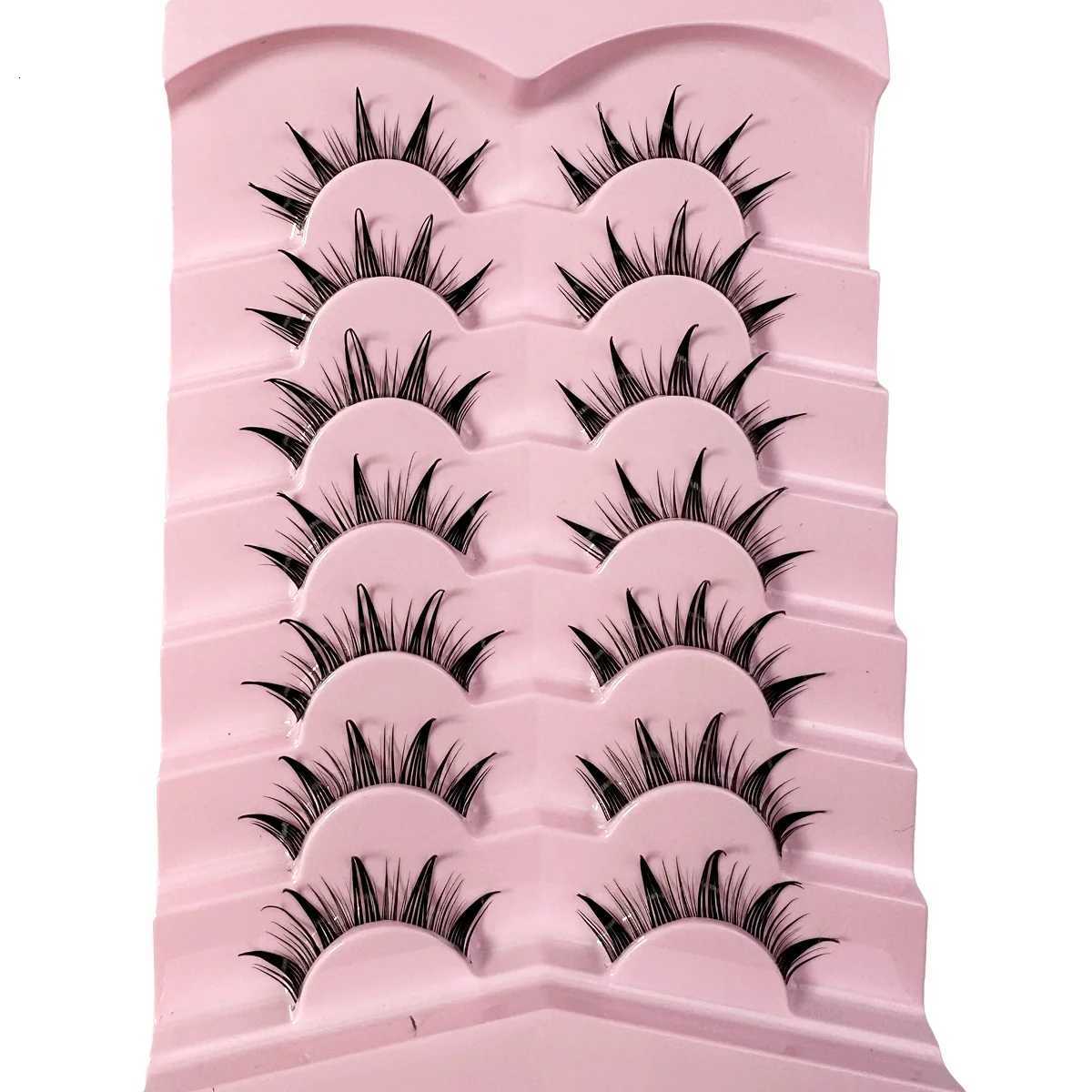 14/10/7/5 Pairs Manga Lashes Natural Eyelashes Soft Cross Wispy Clear Band False Eyelashes Doll Eyes Lashes Cosplay Extensions Z250731