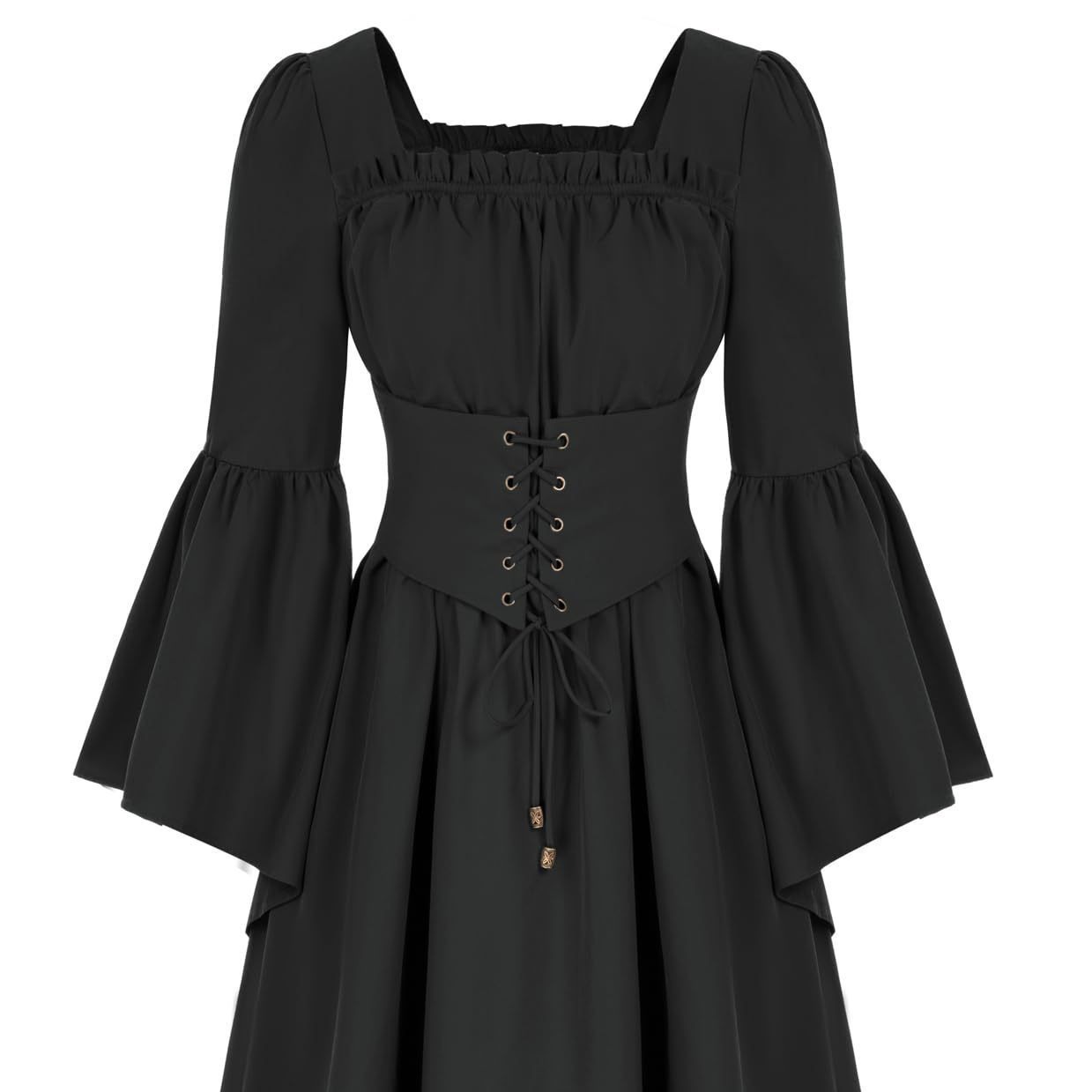 (350) New style women's dress with flying sleeves, elastic back and wide swing