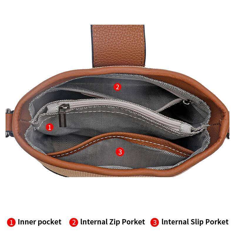 Genuine Leather Plaid Bucket New Summer Versatile Niche High-End Single Shoulder Crossbody Bag For Women