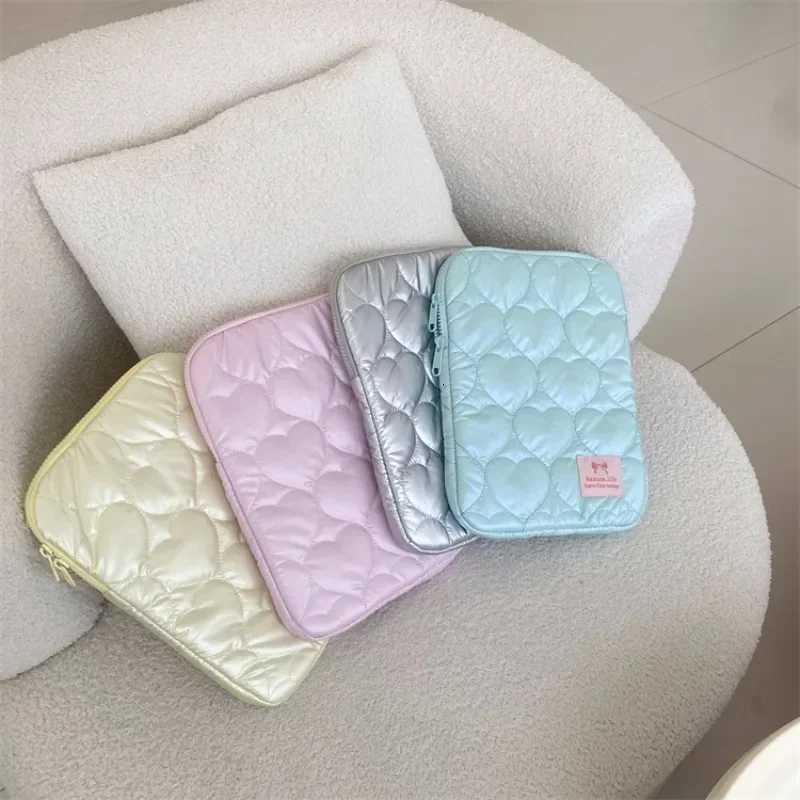 11-15.6 inch Tablet Bag for iPad Large Capacity Shockproof Pouch Bags Korean INS Embroidered Handbag Portable y250730