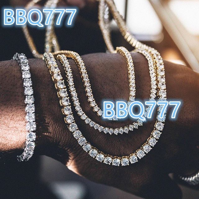Wholesale Hip Hop Jewelry Fashion Iced Out 18K Gold Silver Plated Brass Zircon Diamond Tennis Chain CZ Necklace for Men Women