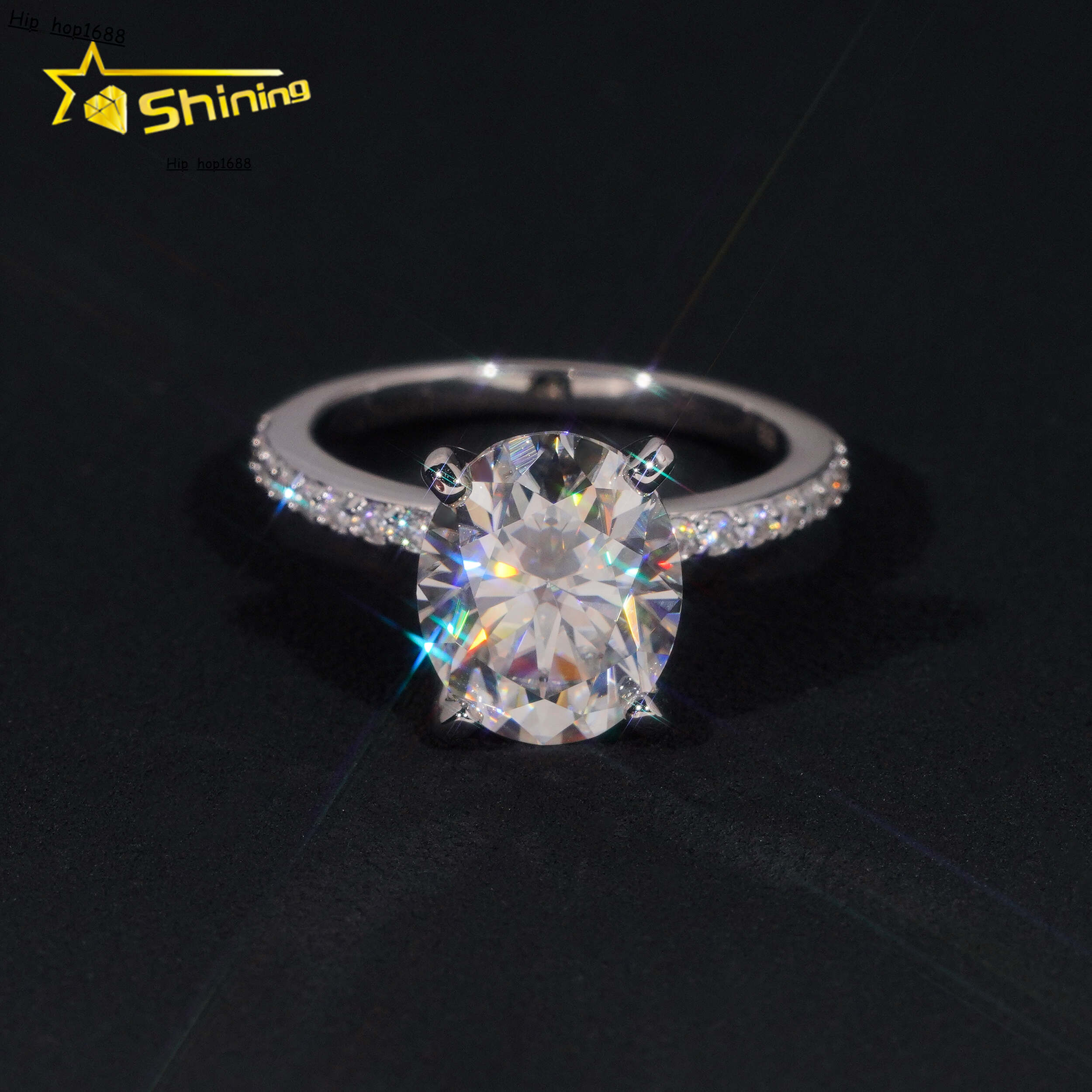 Fine Jewelry 925 Silver Ring Classic D Color VVS Oval Cut Moissanite Ring GRA Certificate Custom Engagement Ring for Women