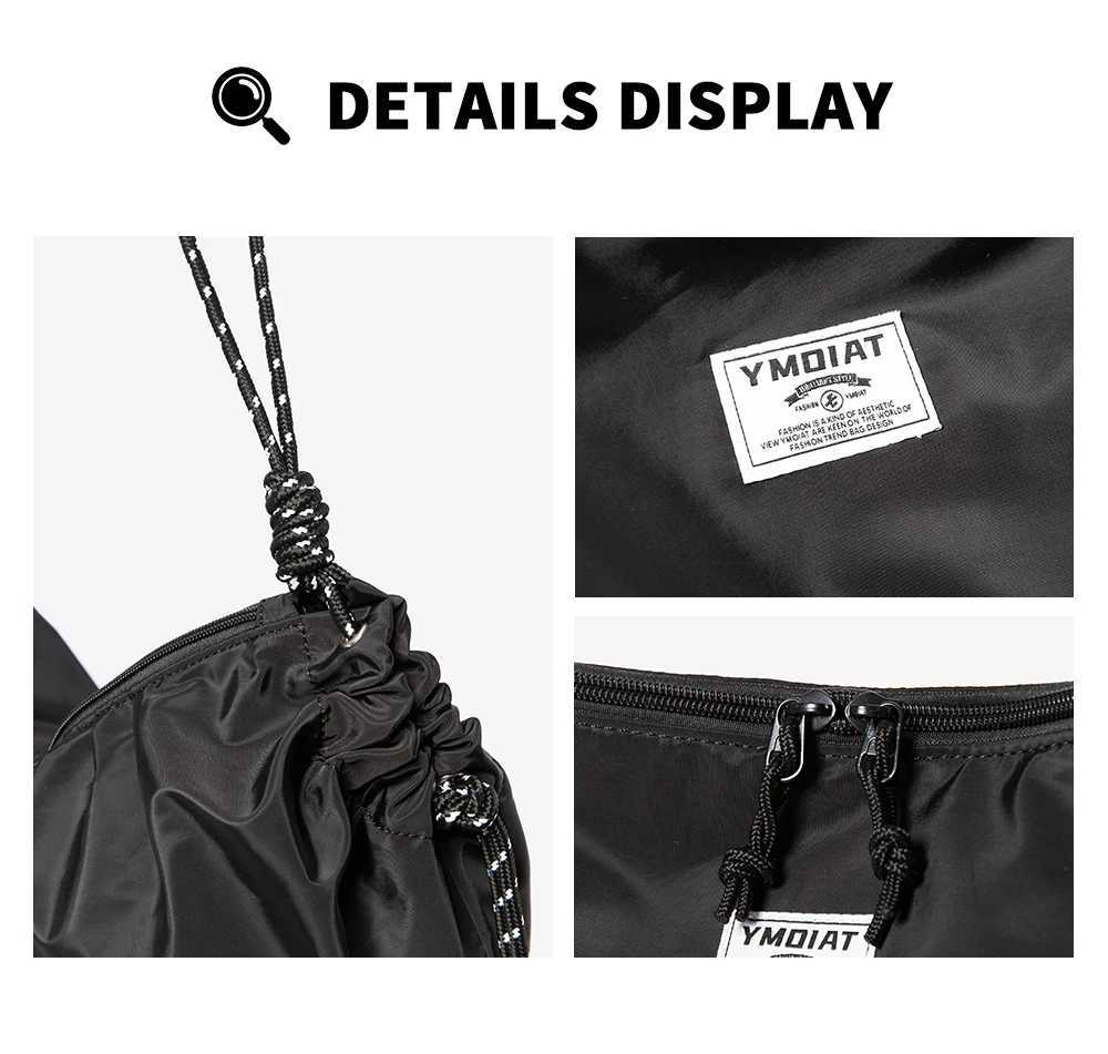 Mens Designer Bag Waterproof Scool Bag Two Colors Drawstring Letter Label Zipper Bag Travel Crossbody Bag Large Mens Purse Y250729