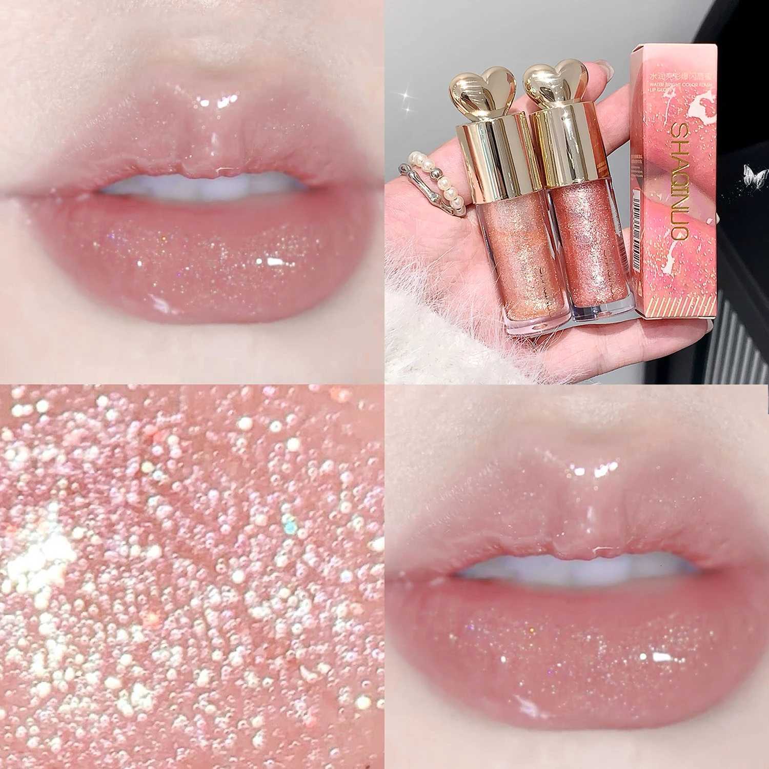 Moisturizing Plump and Sparkling Lip Gloss Mirror Water Lip Glaze Moisturizing Lip Oil Diamond Shimmer Glitter Liquid Lipsticks G250728
