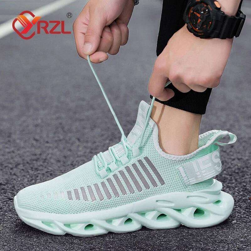 YRZL Comfortable Womoen Breathable Couple Running Mesh Tenis Sport Shoes Size 36-46 Waling Sneakers Men