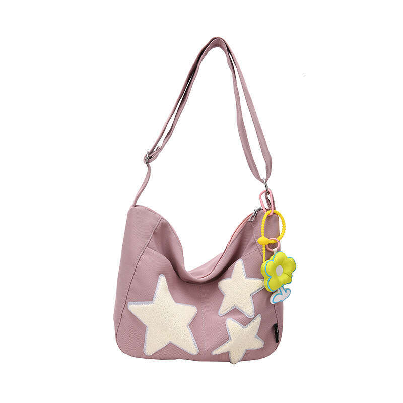 Five-Pointed Star Canvas Large Capacity Commuter Women with Cute Design Students, Suitable for Class, Crossbody and Shoulder Bag