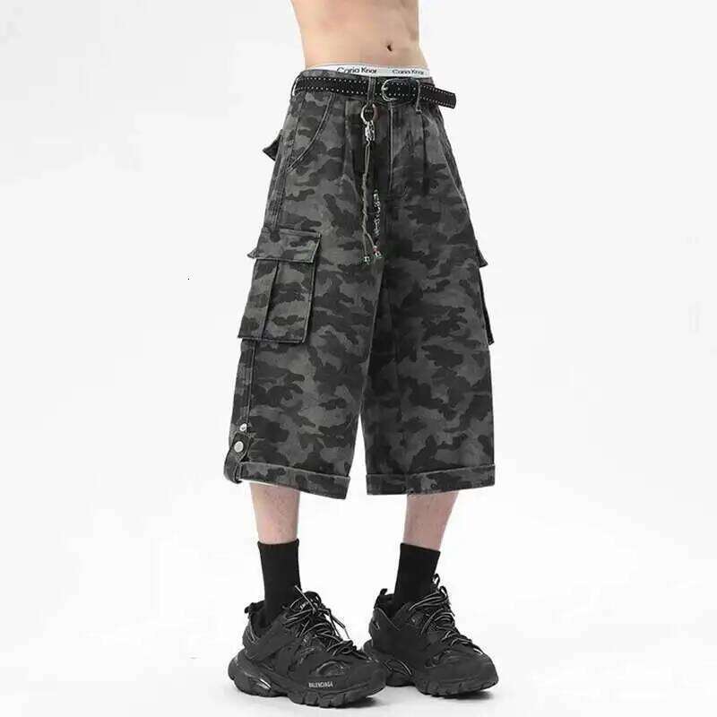 IEFB High Street Men's Denim Shorts New Summer Large Pockets Design Multi Buttons Male Straight American Style Bottoms 9W1672