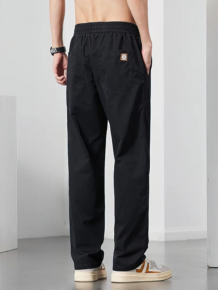 Straight Casual Pants Men Work Wide Leg Brown Long Cargo Business Trousers Loose Drawstring Sweatpants Male 250729