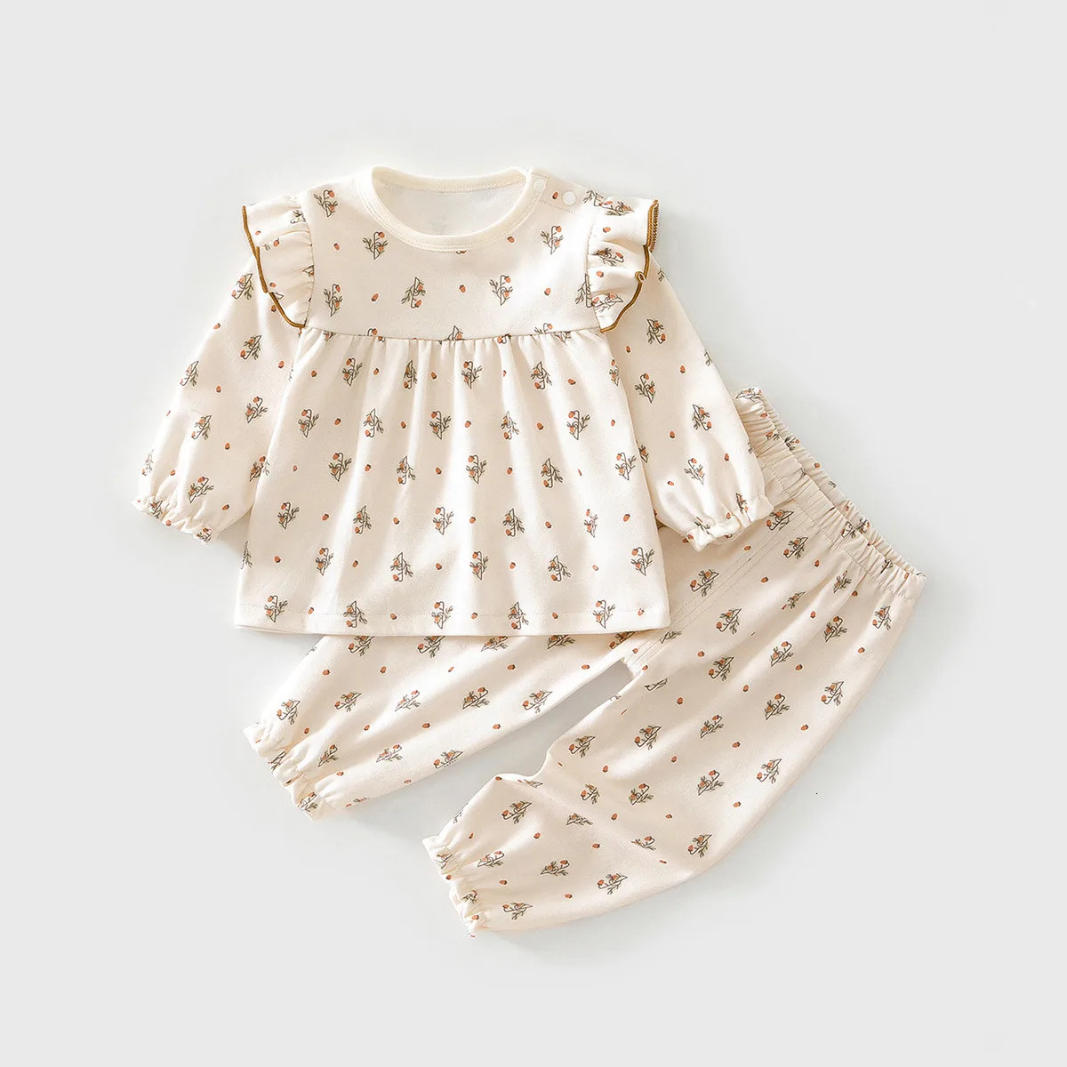 Pure Cotton Baby Suit Autumn Printed Floral Baby Girls Home Suit Baby Clothes 2PCS Long Sleeve Clothes Pajamas 250729