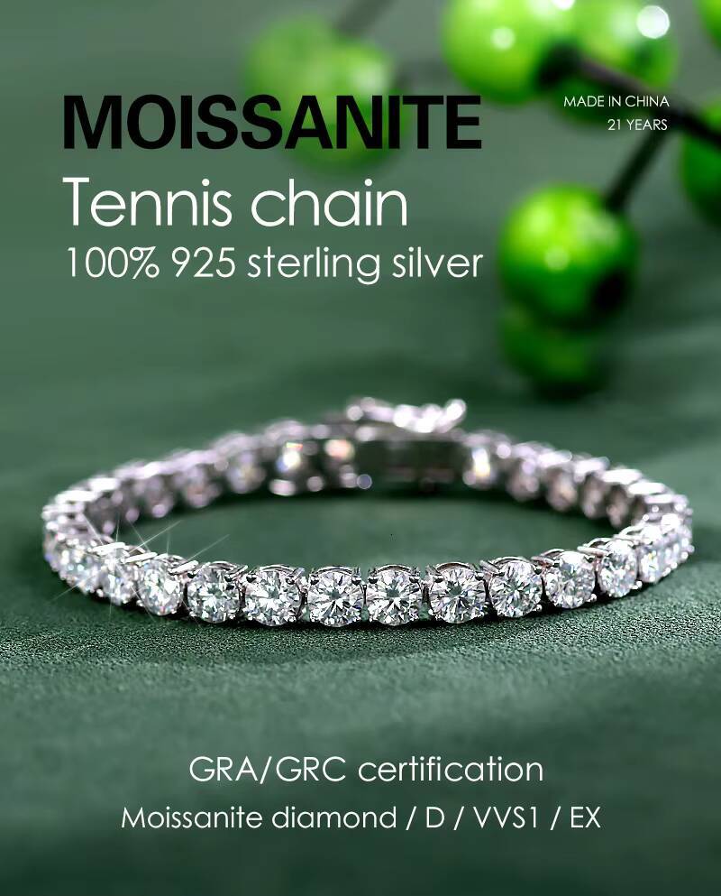 925 Silver Moissanite Bracelet Cuban Link Chain for Women Men VVS Moissanite Width Options 2 3 4 5 6mm