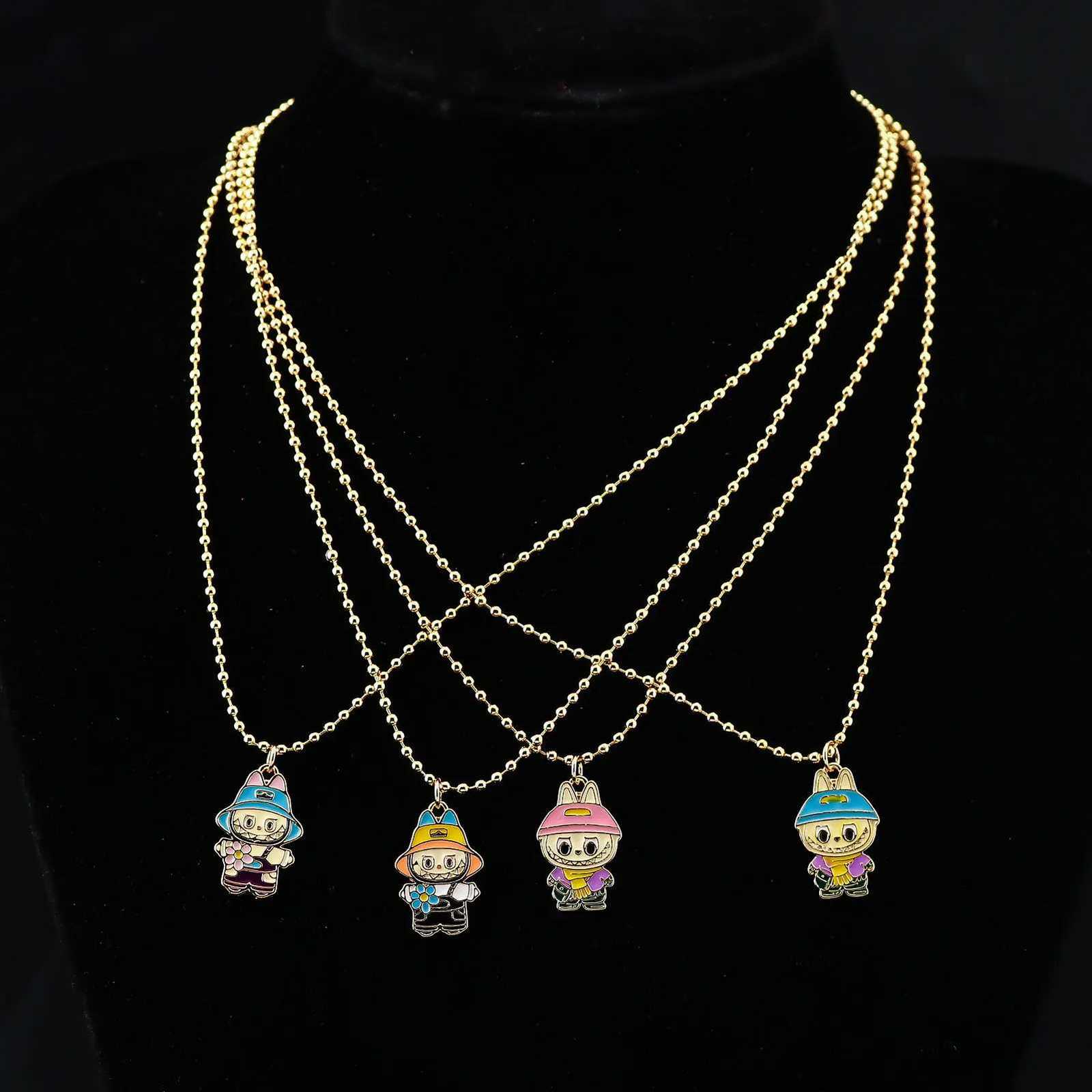 New Cartoon Elf Alloy Oil Drip Pendant Necklace Fashion Versatile Delicate Collar Chain Jewelry Set for Women Y250730