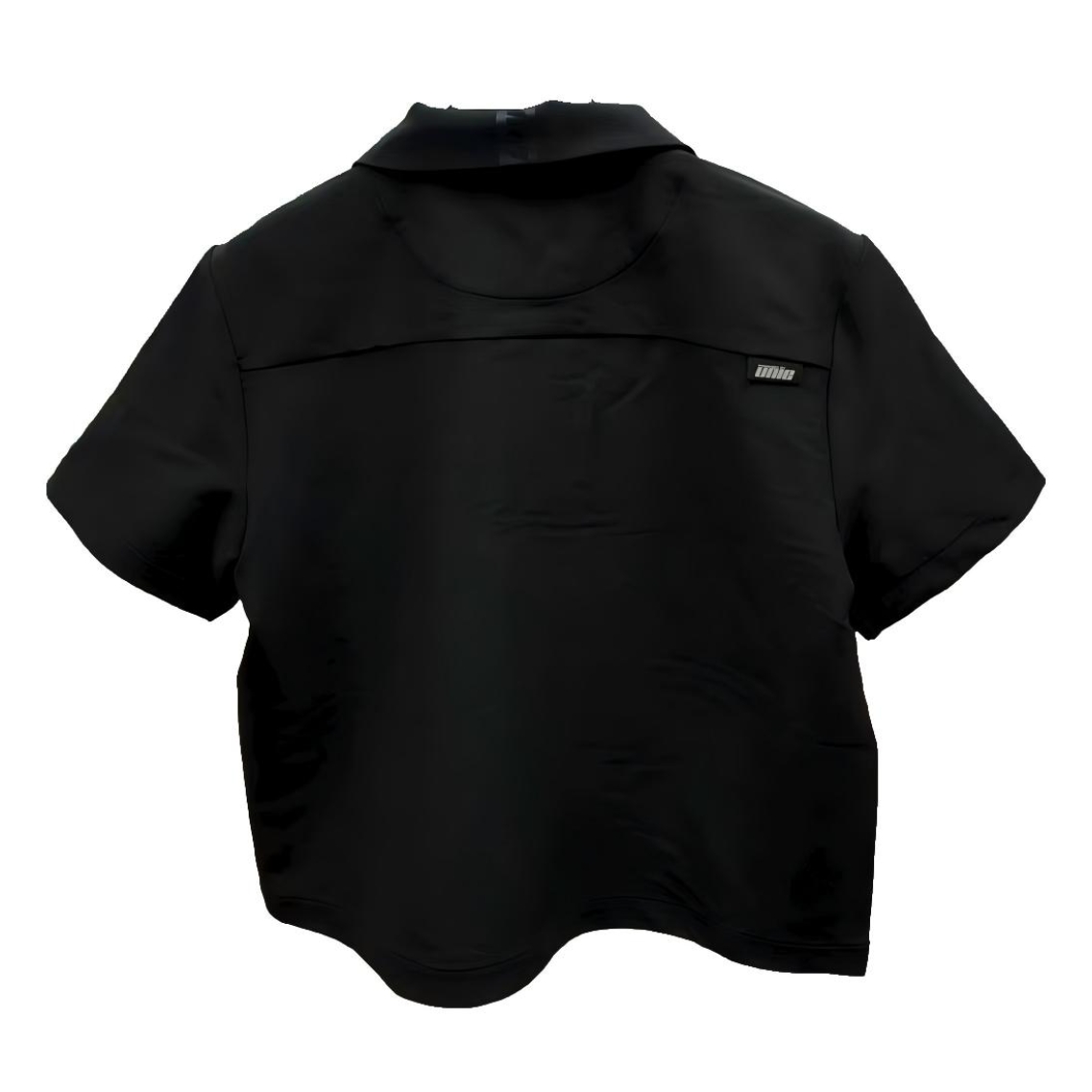 Black Lapel Collar T-shirt Men's Workwear Zip-up T-shirt Top Loose Fit T-shirt with Pockets