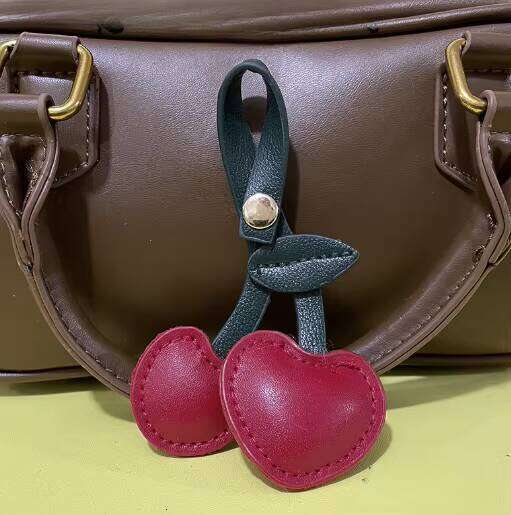Charming Cherry Keychain - Vintage Leather Bag Charm for Women, Cute Fruit Decor in 5 Colors, Perfect Gift for Girls & Teens